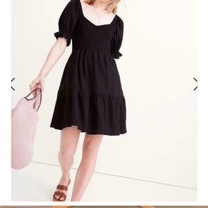 XL Madewell Linen Blend Lucie Smocked Mini Dress